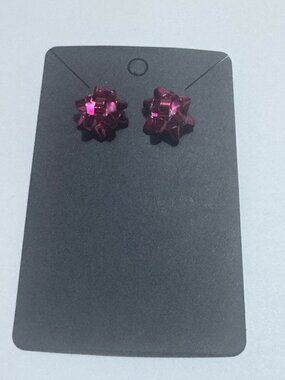 Bow-Shaped Stud Earrings Metallic Pink Design Holiday Festive